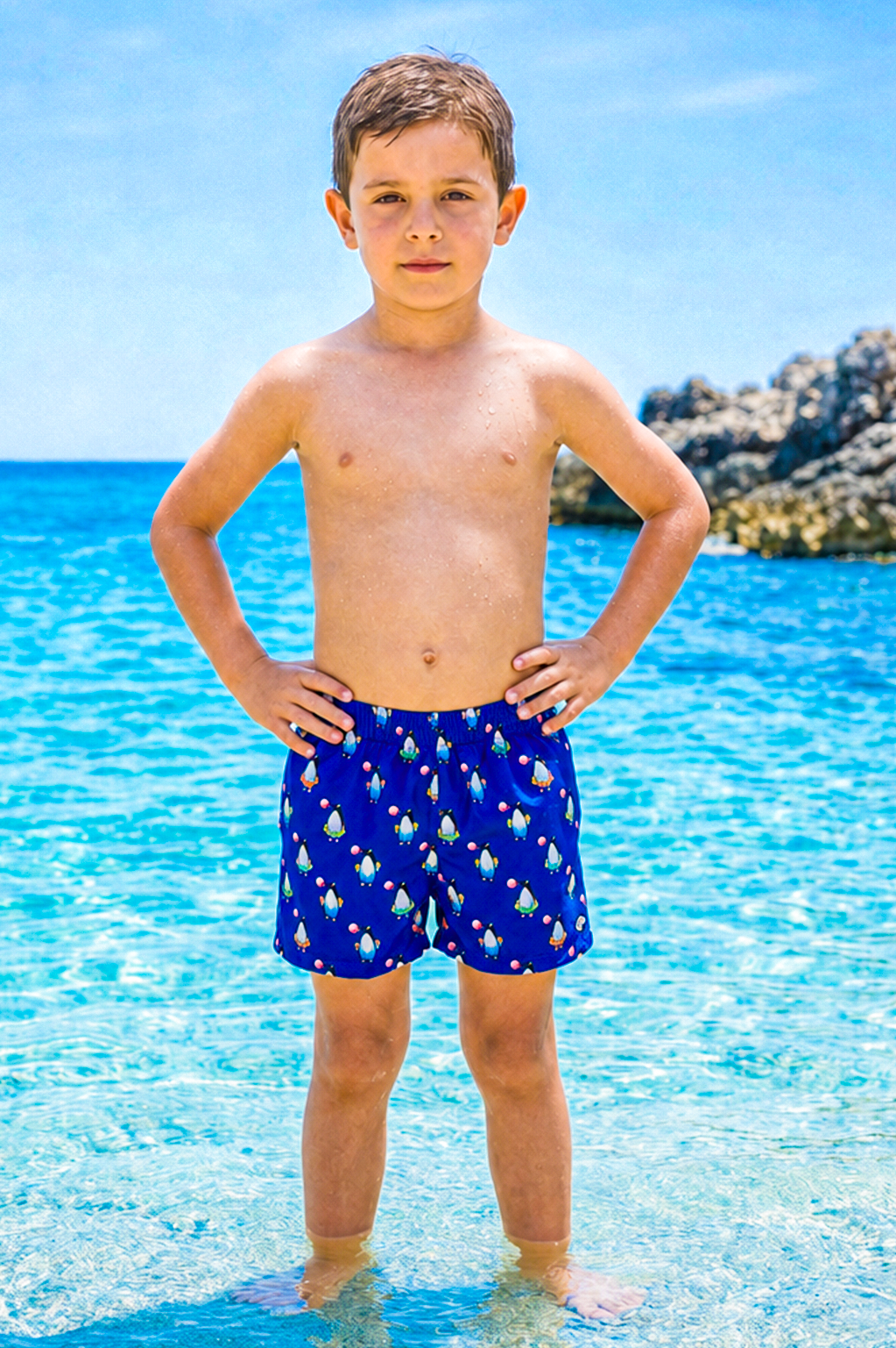 Short Bimbo Tactel fantasia Pinguino
