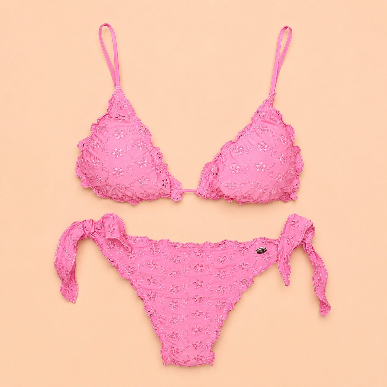 Bikini triangolo donna sangallo rosa