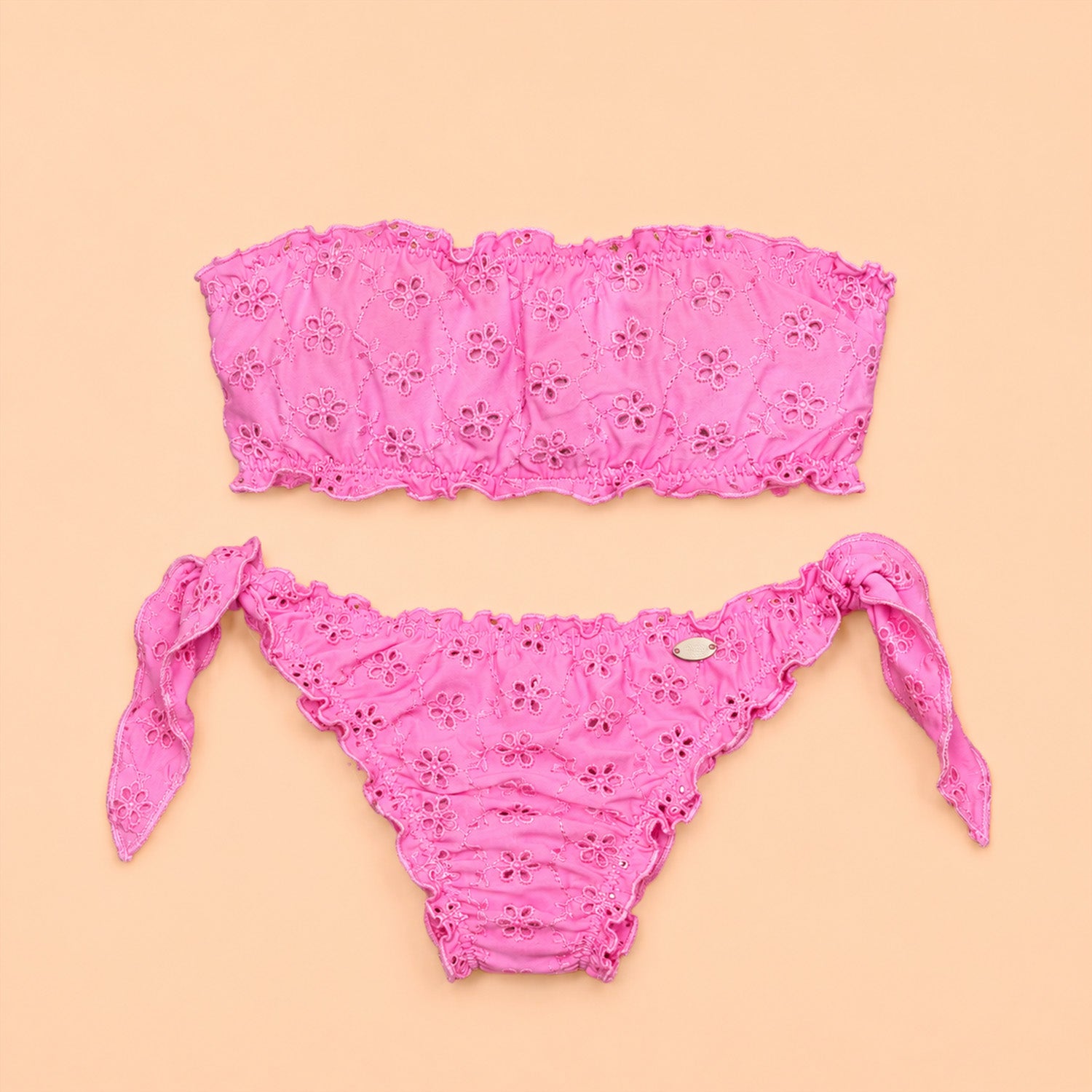 Bikini fascia bimba sangallo rosa