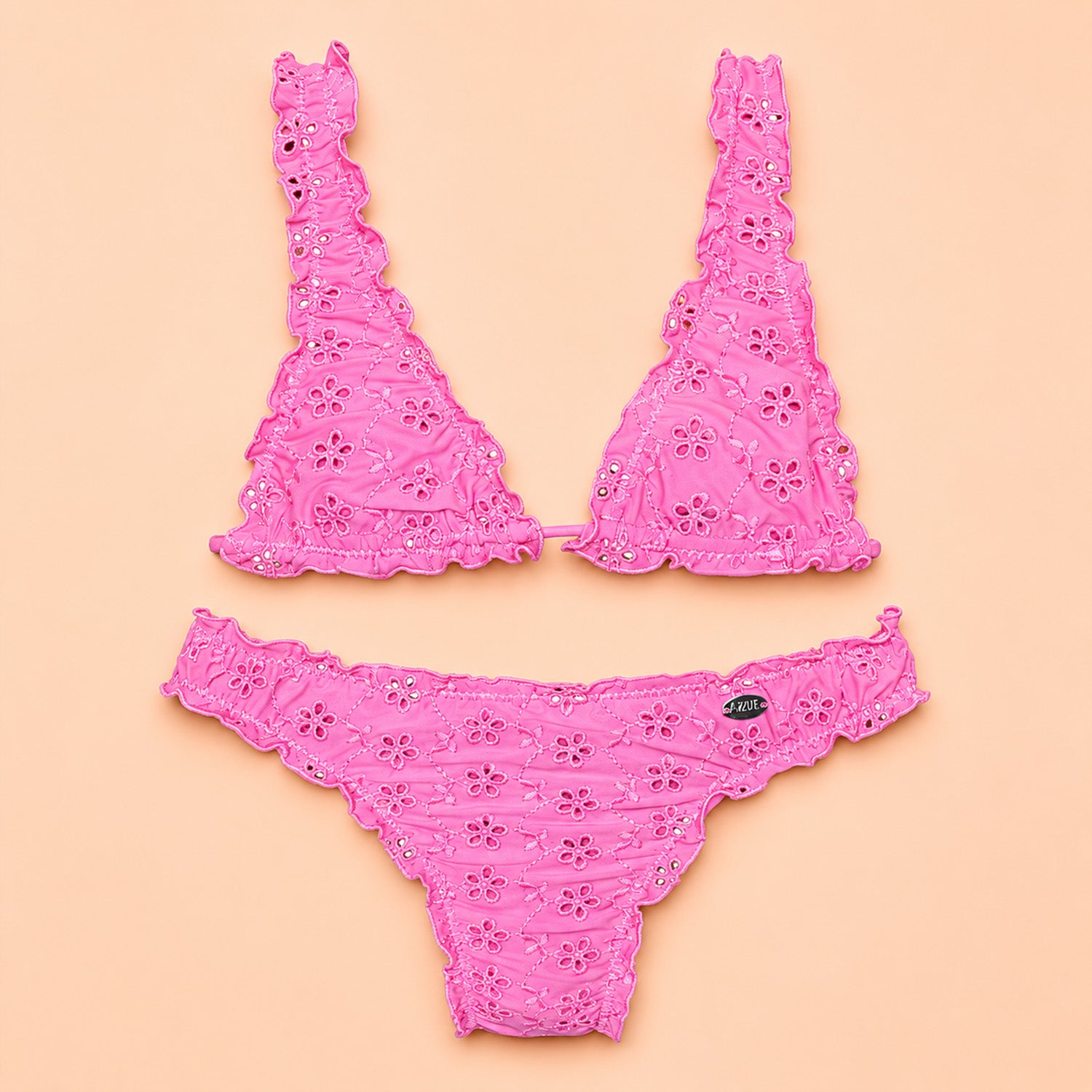 Bikini triangolo a vela bimba sangallo rosa