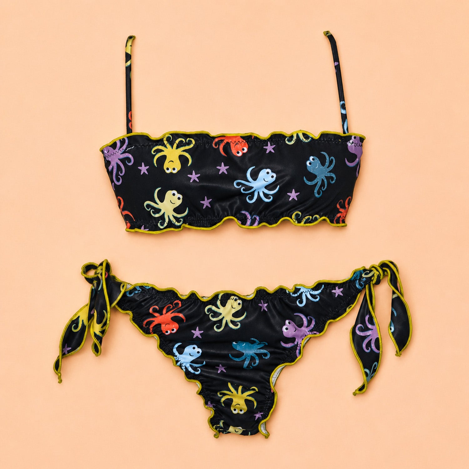 Bikini fascia bimba fantasia polipetti multicolor