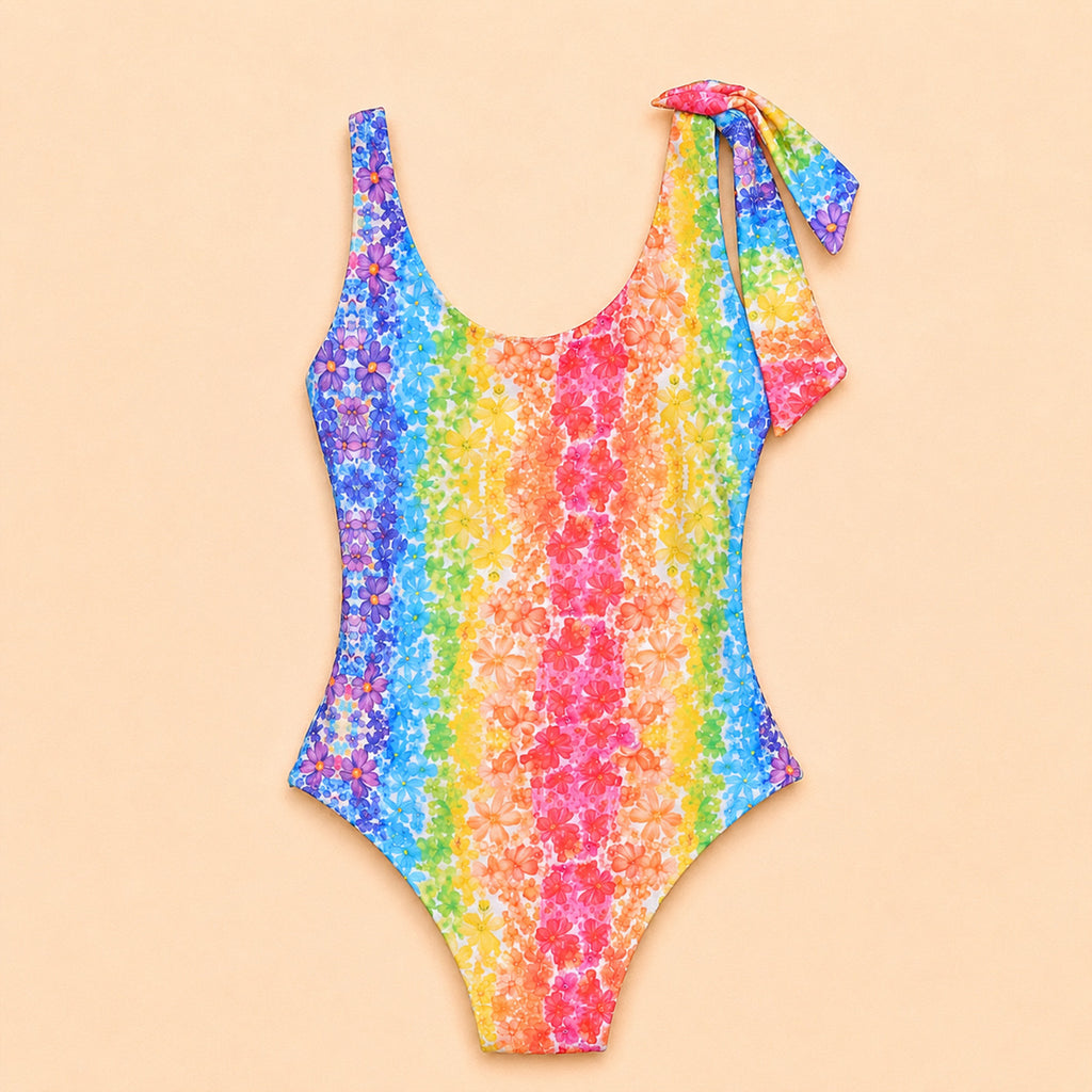Costume intero monospalla bimba fantasia Rainbow