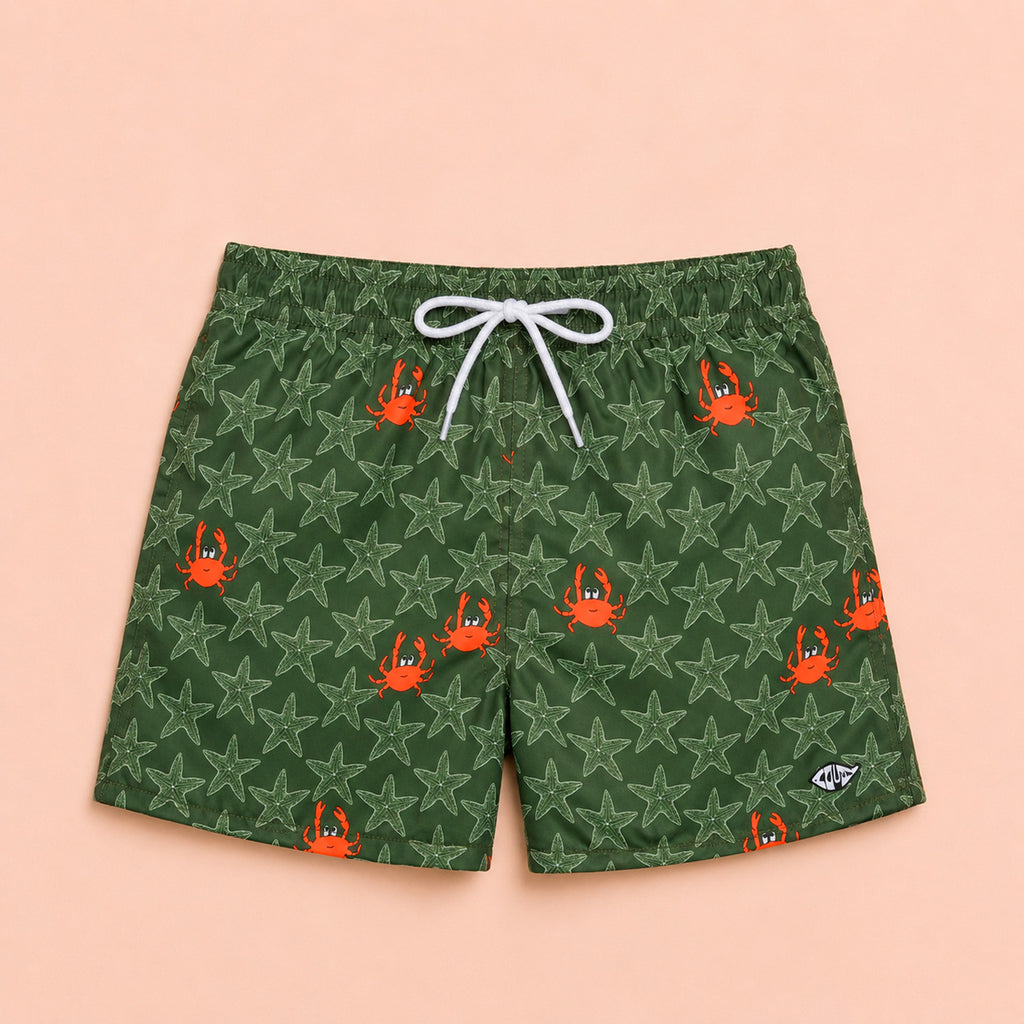 Short Tactel Bimbo stampa granchi e stelle marine