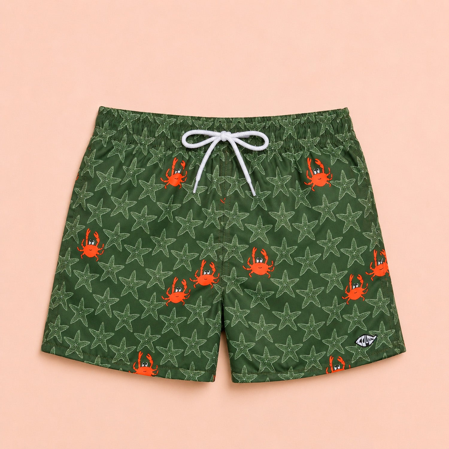 Short Tactel Bimbo stampa granchi e stelle marine