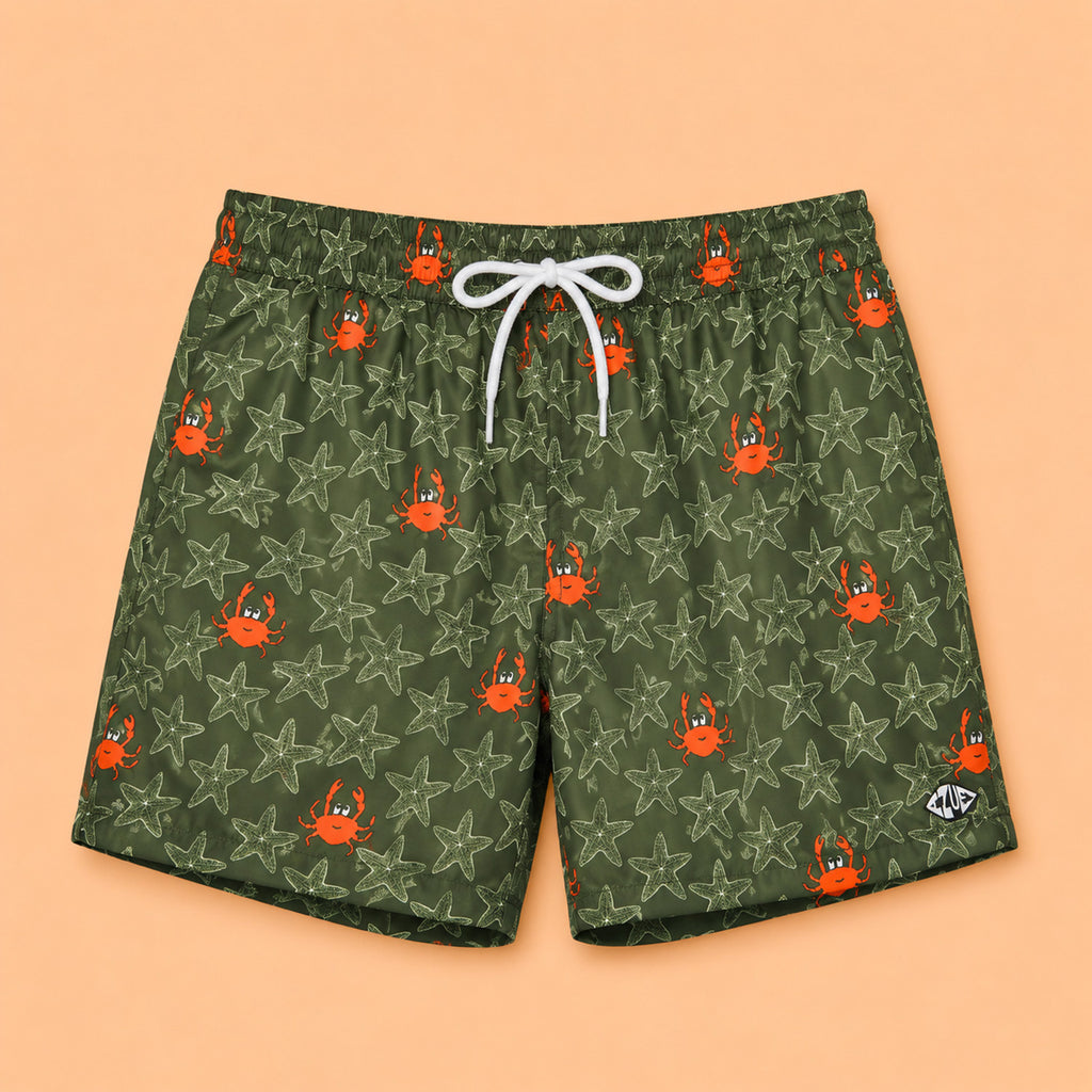 Short Tactel Uomo stampa granchi e stelle marine